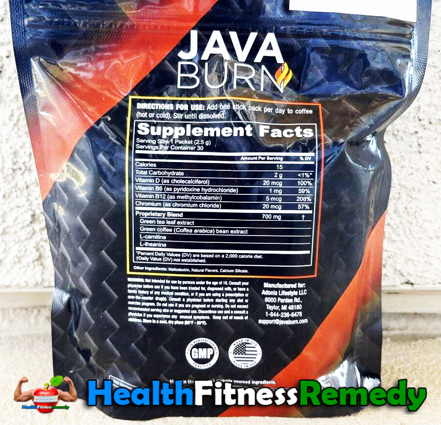 Java Burn Supplement Facts
