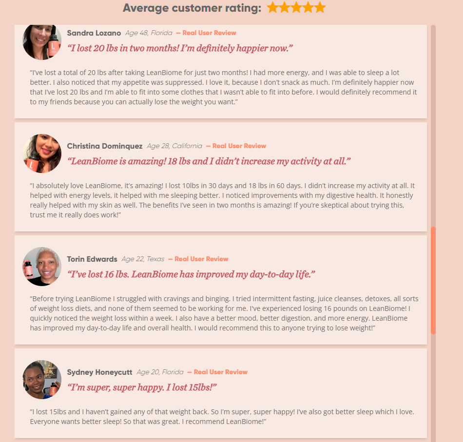 LeanBiome Customer Reviews